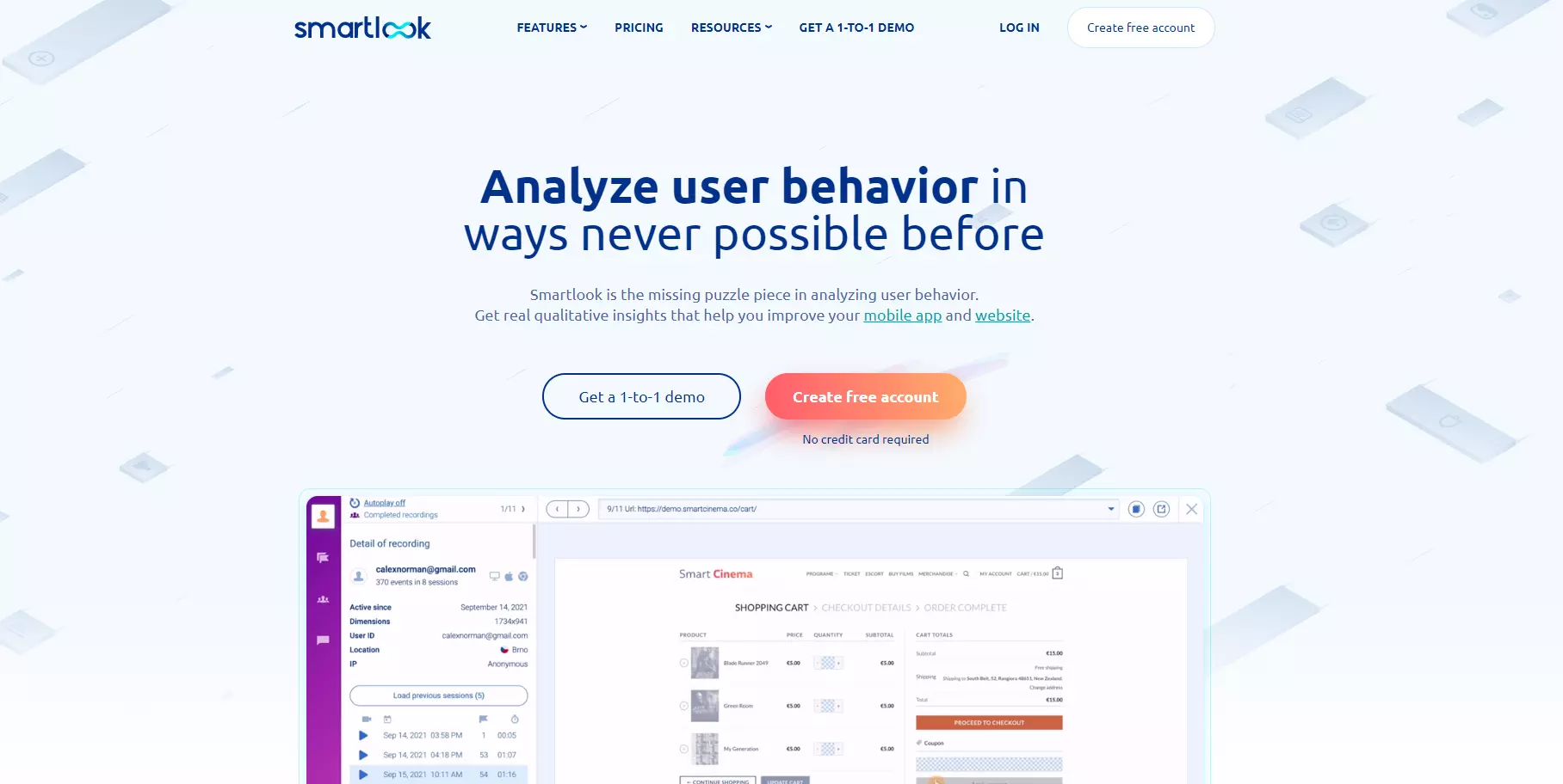 Smartlook Homepage