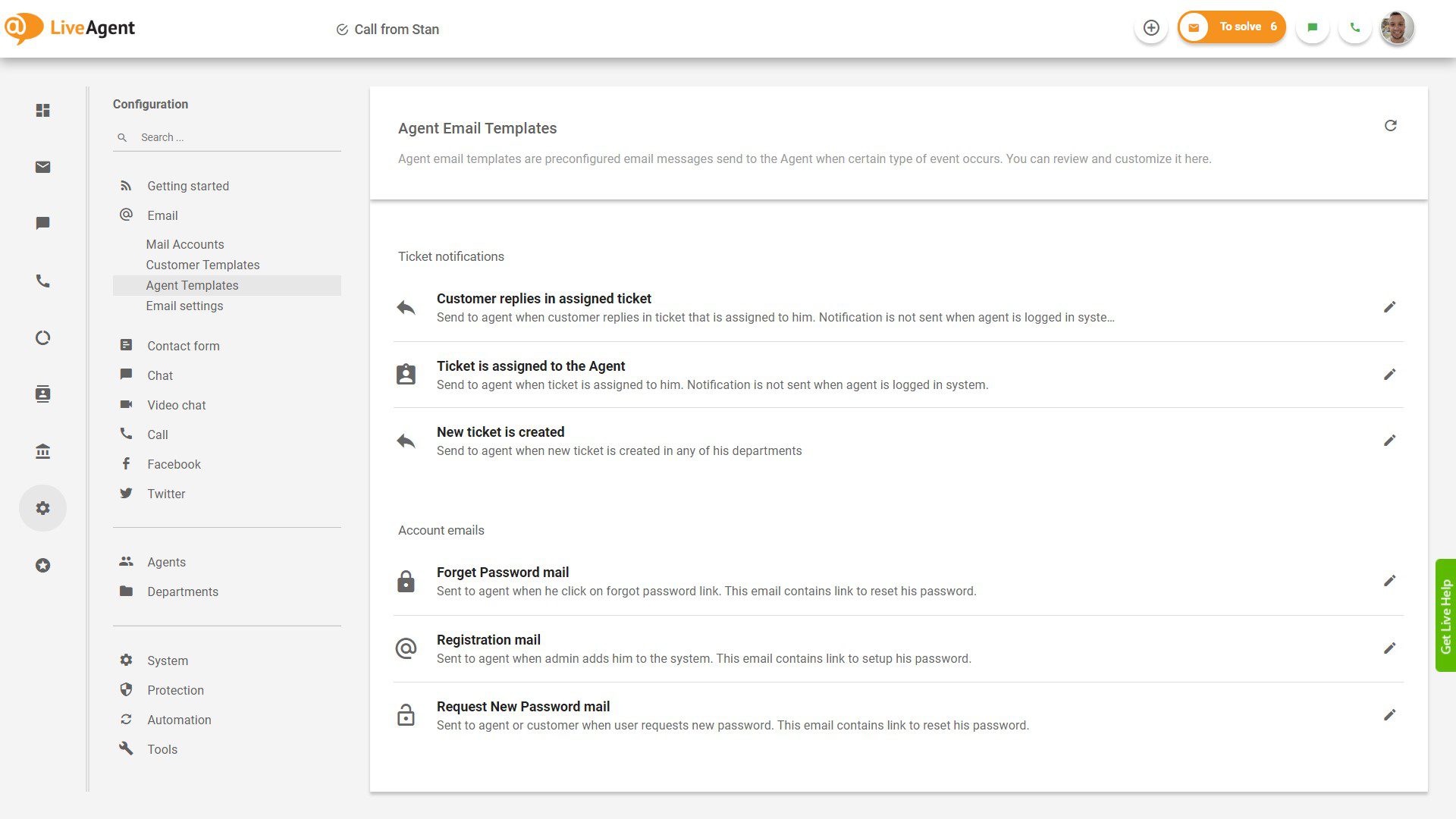 Speichern Sie E-Mail-Vorlagen und nutzen Sie sie mit nur einem Klick im LiveAgent-Dashboard