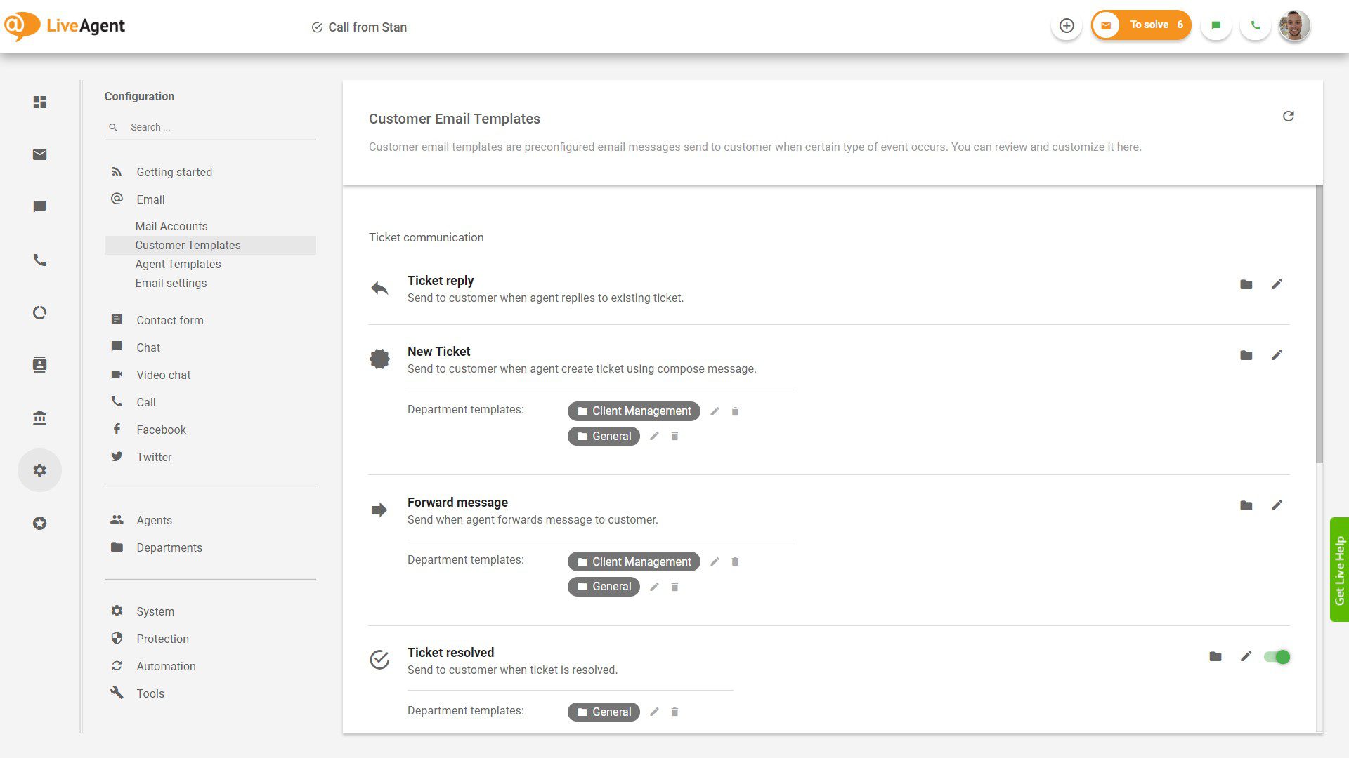 E-Mail-Vorlagen-Einstellungen