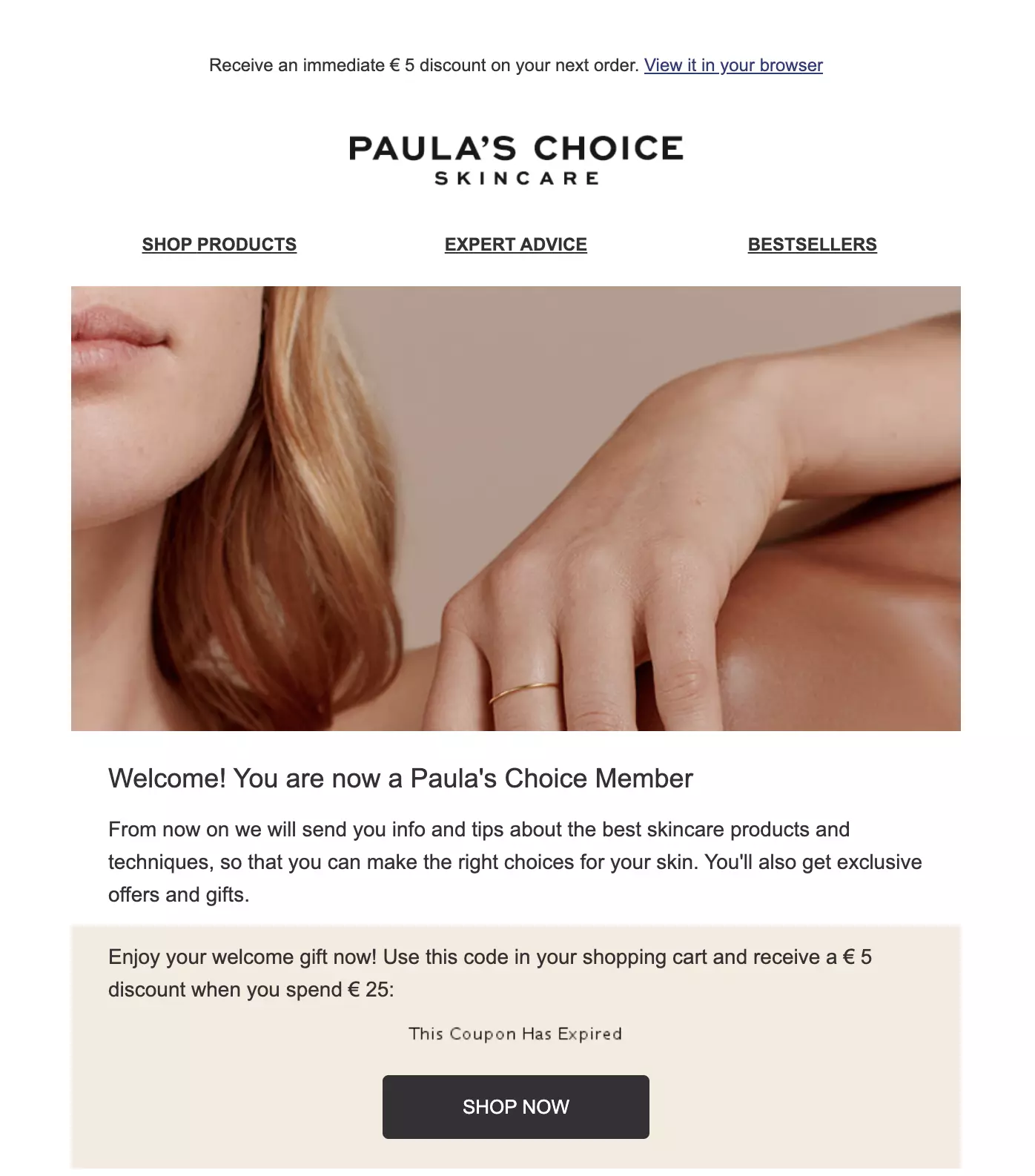 Paula's Choice Willkommens-E-Mail-Vorlage