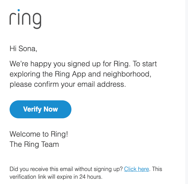 Ring-Verifizierungs-E-Mail