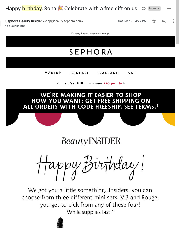 Treueprogramm-E-Mail-Vorlage Sephora