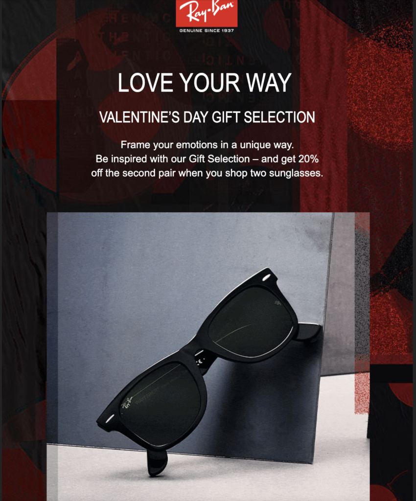 RayBan Valentinstag E-Mail-Kampagne
