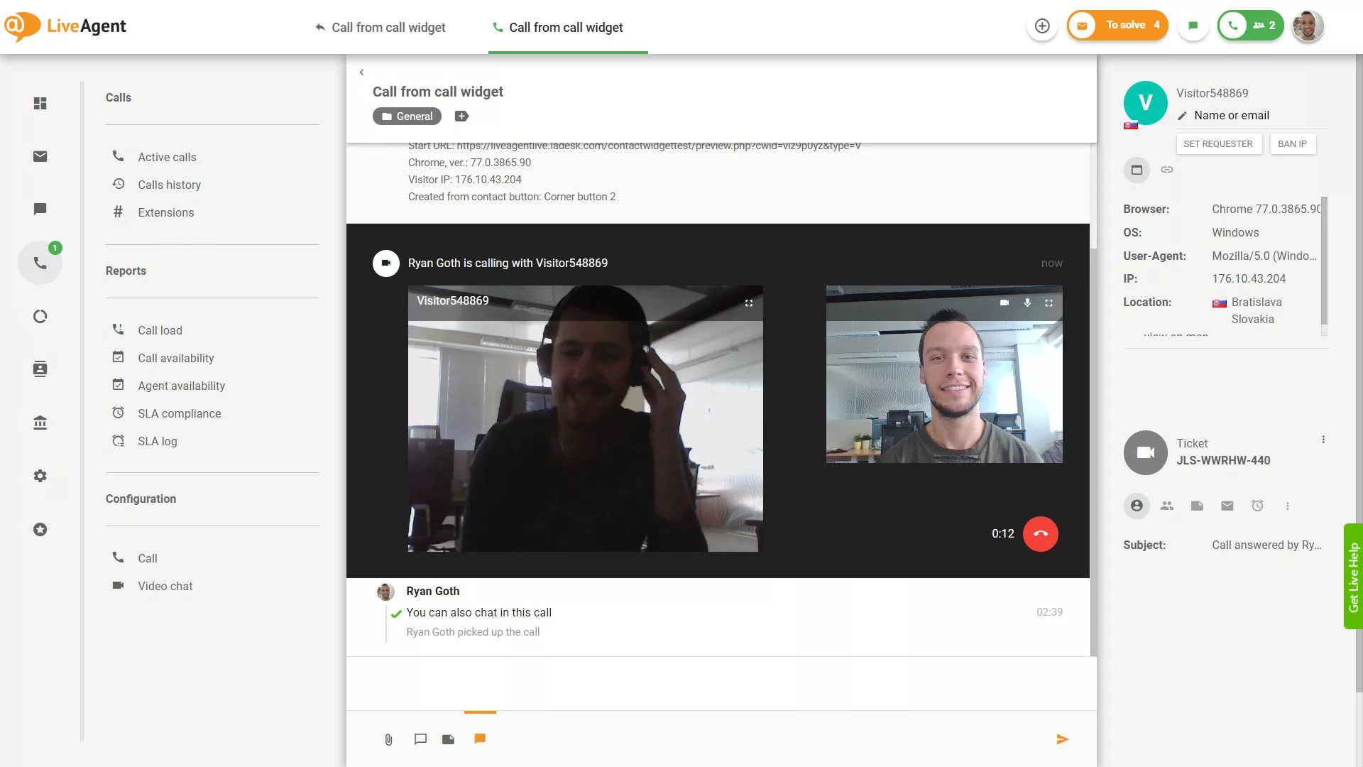 LiveAgent enables you to video call with clients