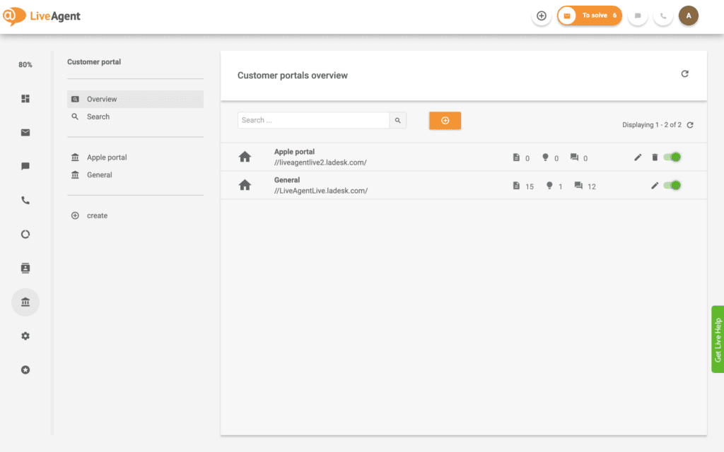 LiveAgent-Kundenportal-Beispiel