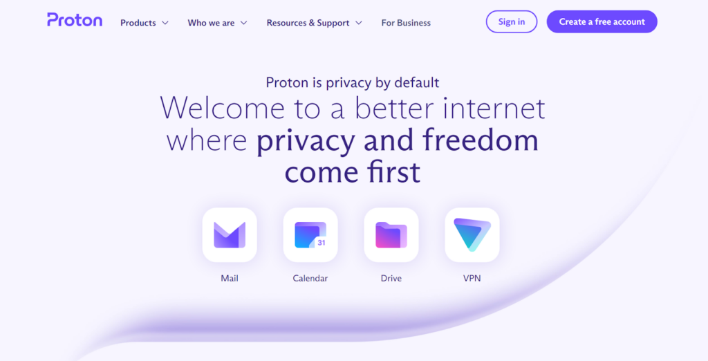 ProtonMail-Startseite