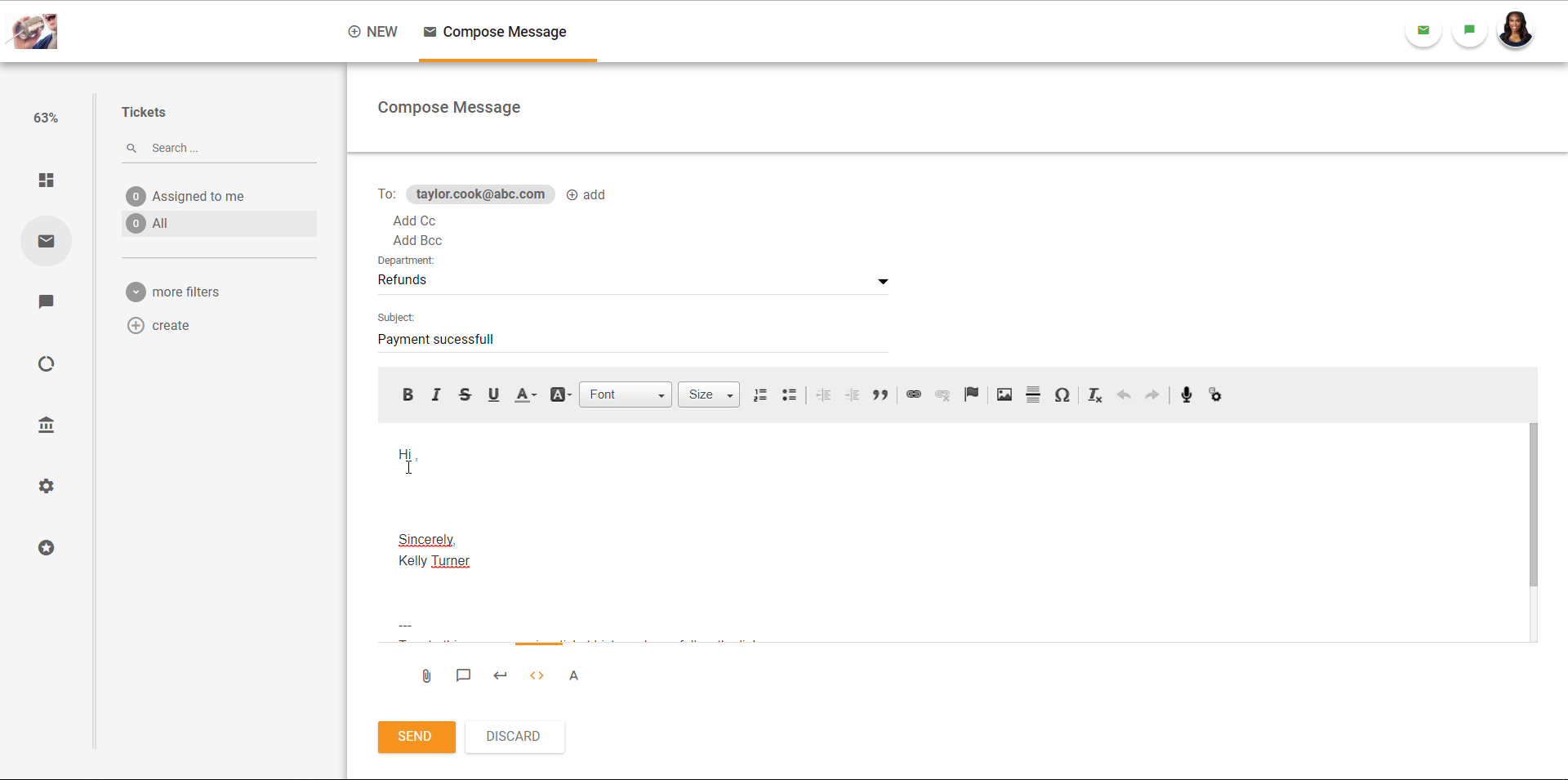 Übersicht der Ticketing-Schnittstelle in LiveAgent.